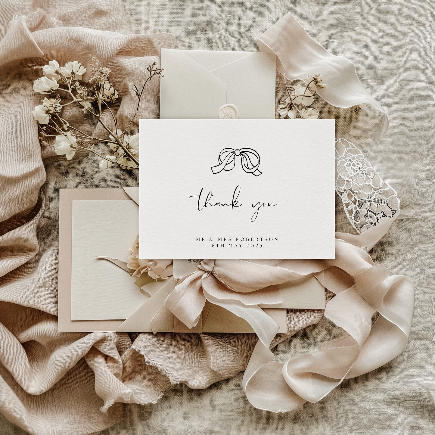 Personalised Bow Thank You Card