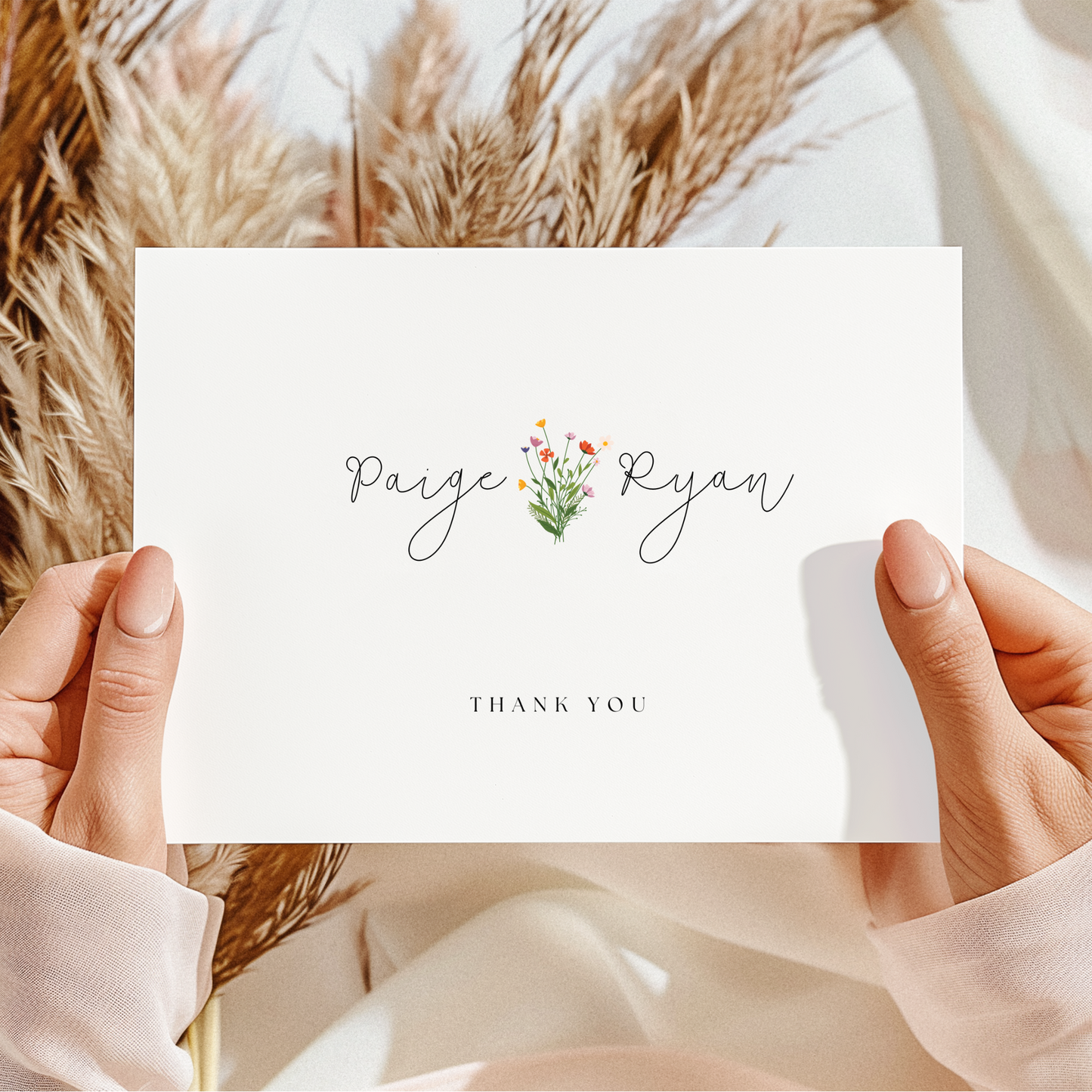 Personalised Floral Thank You Card