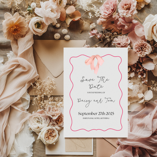 Pink Bow Save The Date