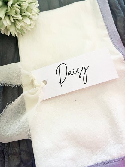 Simple Chiffon Name Place Cards - Brittany