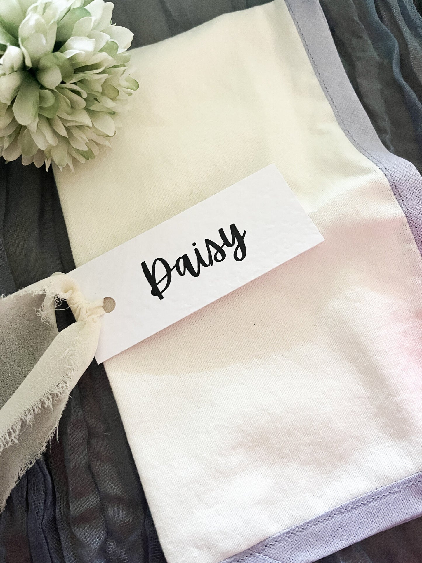 Simple Chiffon Name Place Cards - Apricots