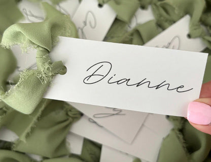 Simple Chiffon Name Place Cards - BD Script