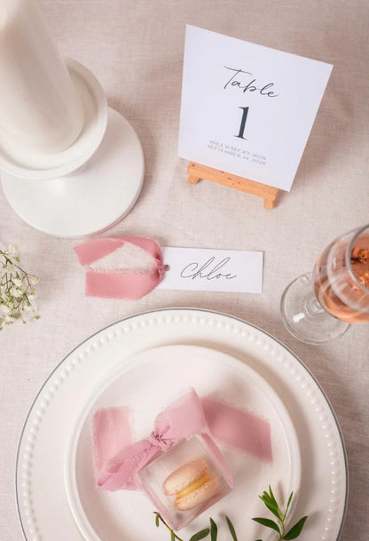 Simple Chiffon Name Place Cards - BD Script